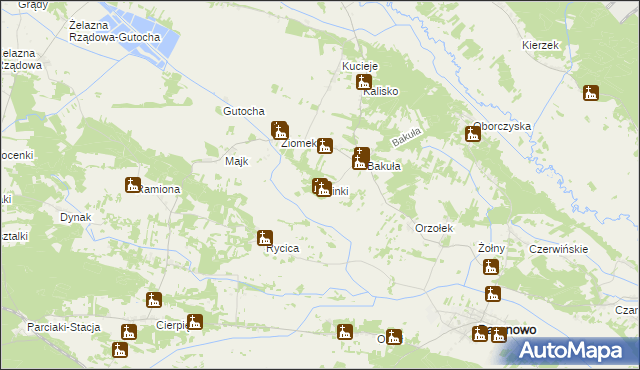 mapa Glinki gmina Baranowo, Glinki gmina Baranowo na mapie Targeo