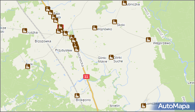 mapa Glinki Mokre, Glinki Mokre na mapie Targeo