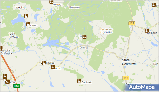 mapa Glinna, Glinna na mapie Targeo