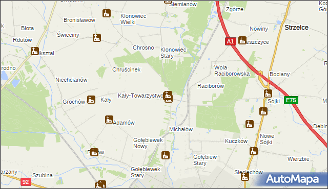 mapa Głogowiec gmina Kutno, Głogowiec gmina Kutno na mapie Targeo