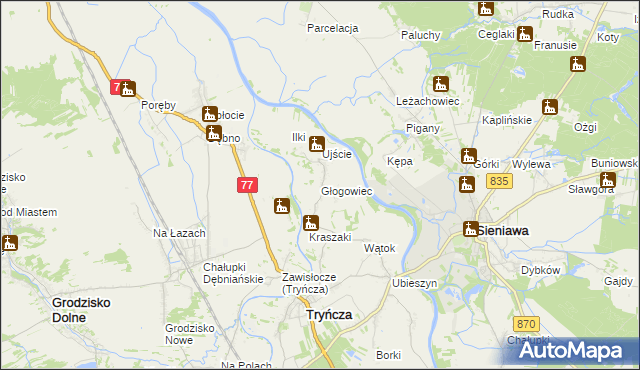 mapa Głogowiec gmina Tryńcza, Głogowiec gmina Tryńcza na mapie Targeo