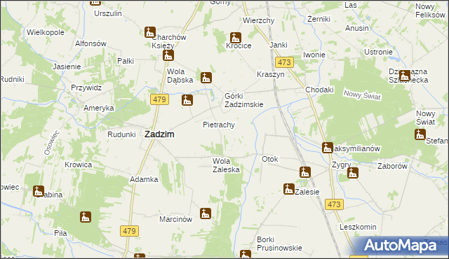 mapa Głogowiec gmina Zadzim, Głogowiec gmina Zadzim na mapie Targeo