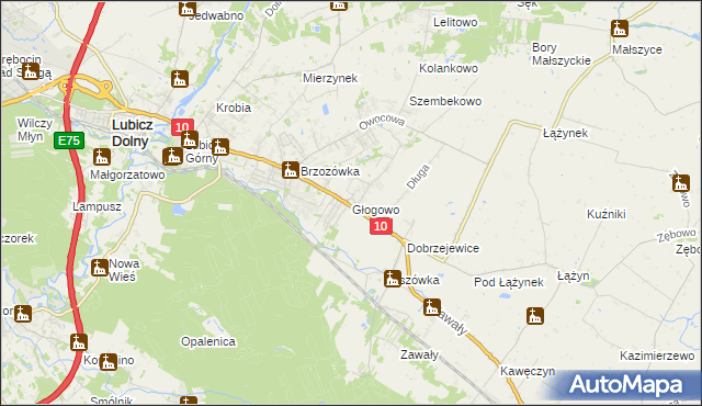 mapa Głogowo, Głogowo na mapie Targeo