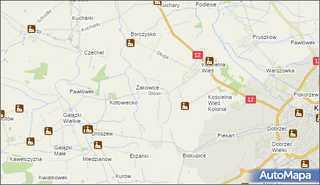 mapa Głóski, Głóski na mapie Targeo