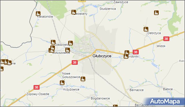 mapa Głubczyce, Głubczyce na mapie Targeo