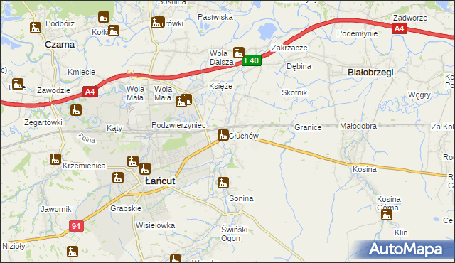 mapa Głuchów gmina Łańcut, Głuchów gmina Łańcut na mapie Targeo