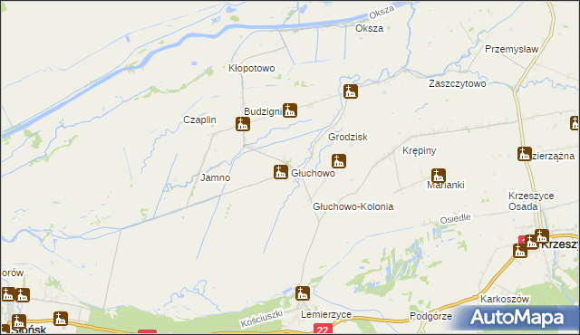 mapa Głuchowo gmina Słońsk, Głuchowo gmina Słońsk na mapie Targeo