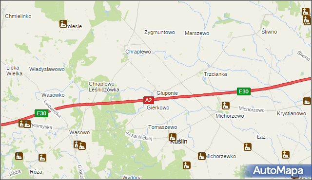 mapa Głuponie, Głuponie na mapie Targeo