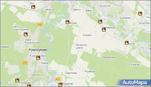 mapa Głuszyna Leśna, Głuszyna Leśna na mapie Targeo