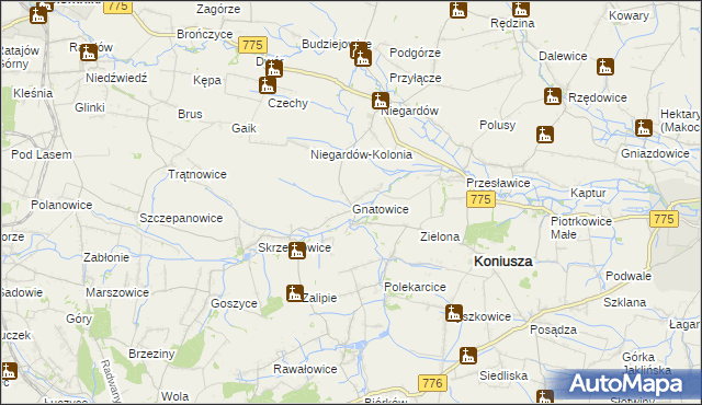 mapa Gnatowice, Gnatowice na mapie Targeo