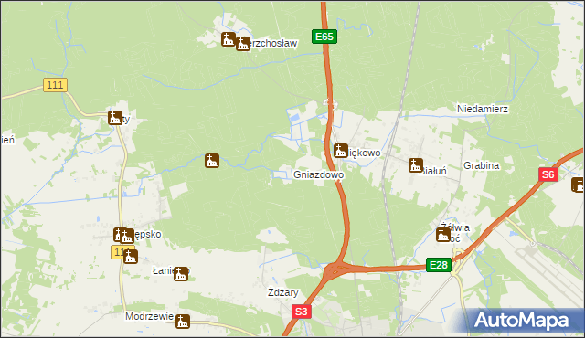 mapa Gniazdowo gmina Goleniów, Gniazdowo gmina Goleniów na mapie Targeo
