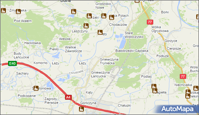 mapa Gniewczyna Tryniecka, Gniewczyna Tryniecka na mapie Targeo