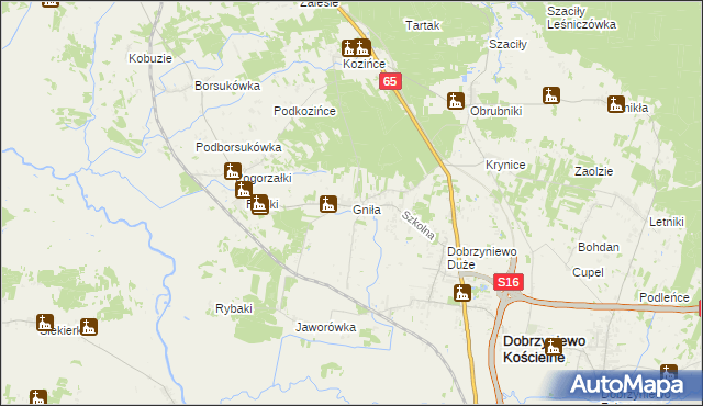 mapa Gniła, Gniła na mapie Targeo