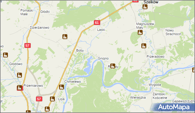 mapa Gnojno gmina Pułtusk, Gnojno gmina Pułtusk na mapie Targeo