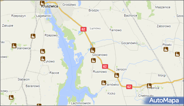 mapa Gocanowo, Gocanowo na mapie Targeo