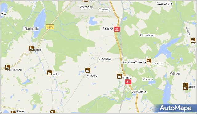 mapa Godków gmina Chojna, Godków gmina Chojna na mapie Targeo