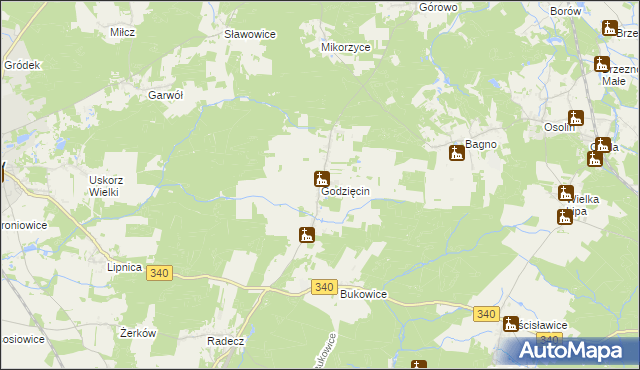 mapa Godzięcin, Godzięcin na mapie Targeo