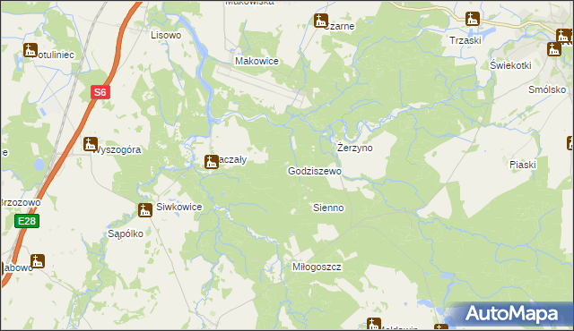 mapa Godziszewo gmina Resko, Godziszewo gmina Resko na mapie Targeo