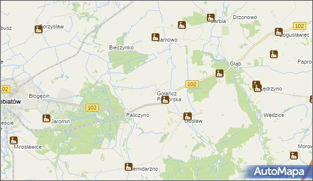 mapa Gołańcz Pomorska, Gołańcz Pomorska na mapie Targeo