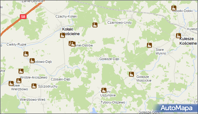 mapa Gołasze-Dąb, Gołasze-Dąb na mapie Targeo