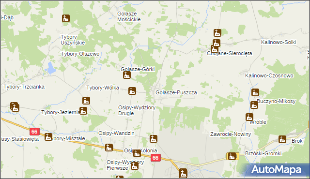 mapa Gołasze-Puszcza, Gołasze-Puszcza na mapie Targeo