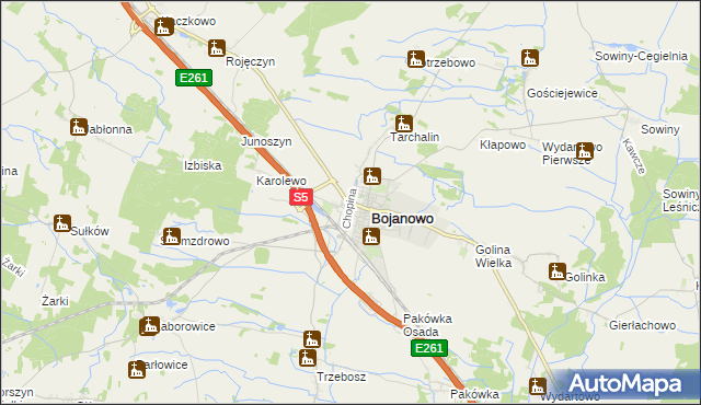 mapa Gołaszyn gmina Bojanowo, Gołaszyn gmina Bojanowo na mapie Targeo