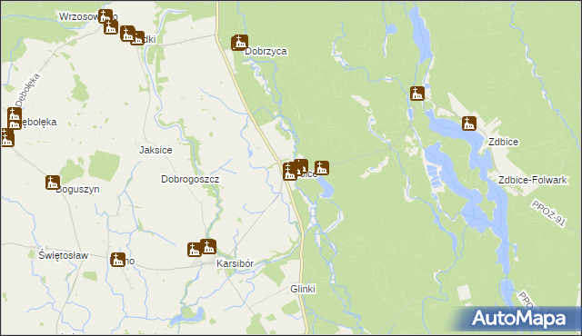 mapa Golce gmina Wałcz, Golce gmina Wałcz na mapie Targeo