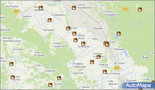 mapa Goleszów gmina Mielec, Goleszów gmina Mielec na mapie Targeo