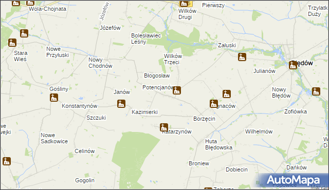 mapa Gołosze gmina Błędów, Gołosze gmina Błędów na mapie Targeo