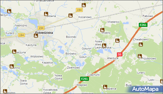 mapa Gołunin, Gołunin na mapie Targeo