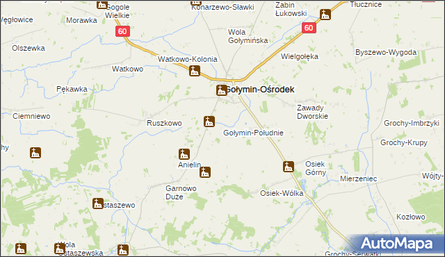 mapa Gołymin-Południe, Gołymin-Południe na mapie Targeo