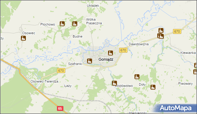 mapa Goniądz, Goniądz na mapie Targeo