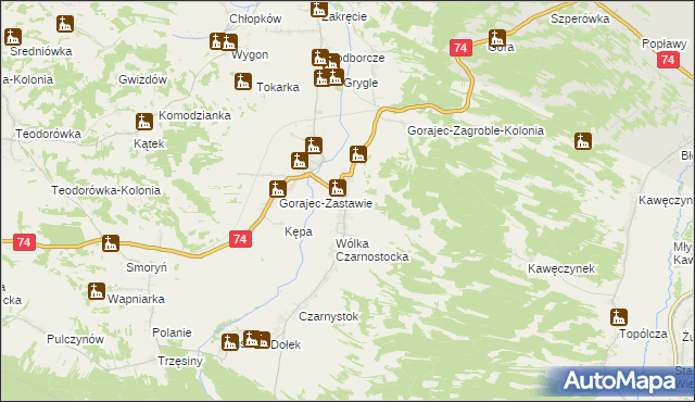 mapa Gorajec-Zagroble, Gorajec-Zagroble na mapie Targeo