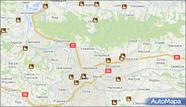 mapa Gorajowice, Gorajowice na mapie Targeo