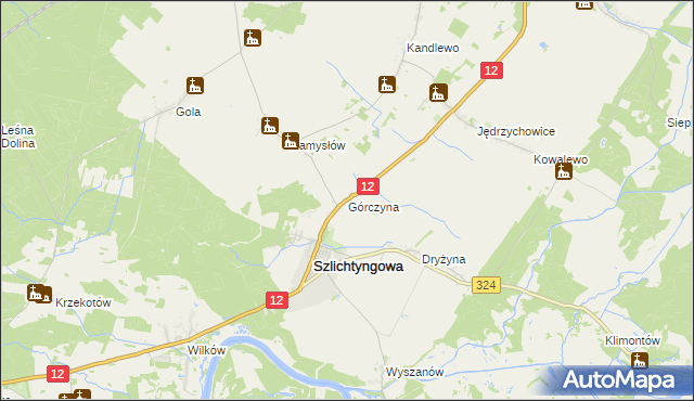 mapa Górczyna gmina Szlichtyngowa, Górczyna gmina Szlichtyngowa na mapie Targeo