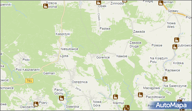 mapa Gorenice, Gorenice na mapie Targeo