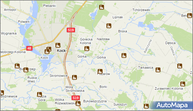 mapa Górka gmina Kock, Górka gmina Kock na mapie Targeo