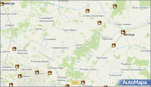 mapa Górki Duże gmina Winnica, Górki Duże gmina Winnica na mapie Targeo
