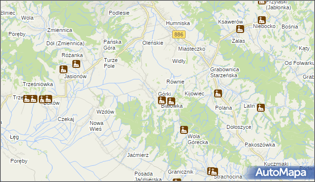 mapa Górki gmina Brzozów, Górki gmina Brzozów na mapie Targeo