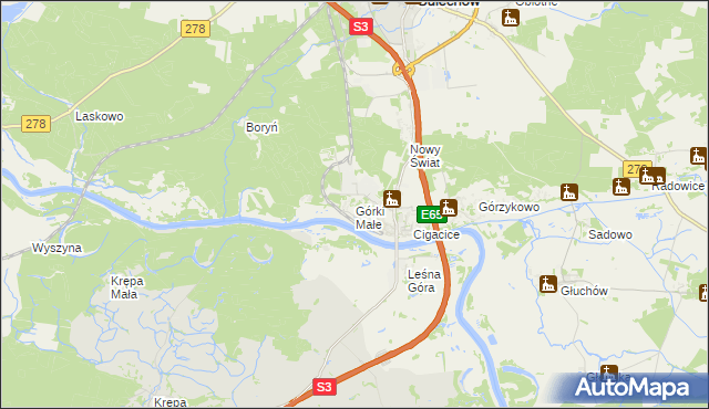 mapa Górki Małe gmina Sulechów, Górki Małe gmina Sulechów na mapie Targeo