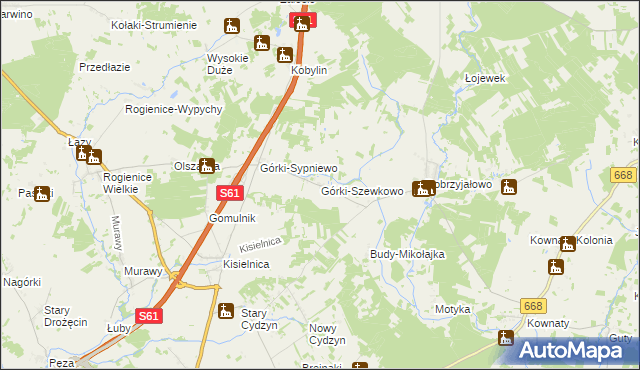 mapa Górki-Szewkowo, Górki-Szewkowo na mapie Targeo