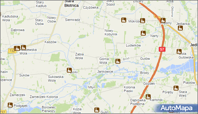 mapa Górna Wola gmina Jedlińsk, Górna Wola gmina Jedlińsk na mapie Targeo