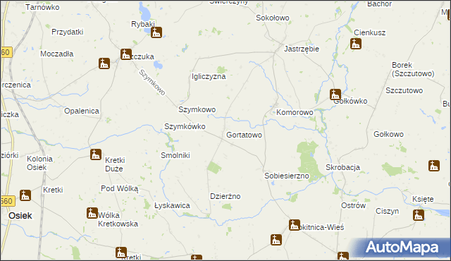 mapa Gortatowo gmina Brodnica, Gortatowo gmina Brodnica na mapie Targeo