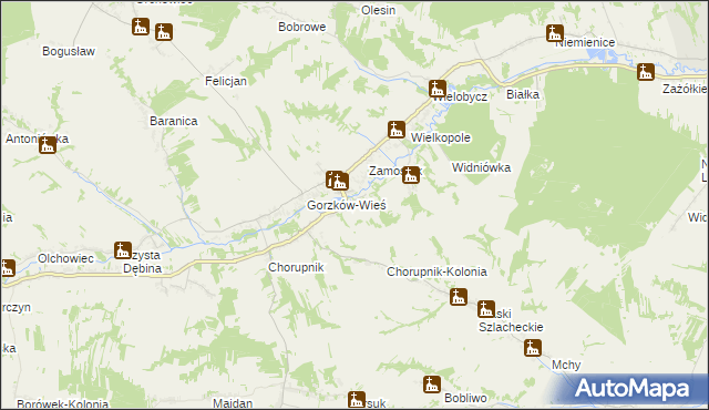mapa Góry gmina Gorzków, Góry gmina Gorzków na mapie Targeo