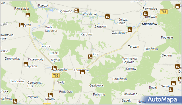 mapa Góry gmina Michałów, Góry gmina Michałów na mapie Targeo