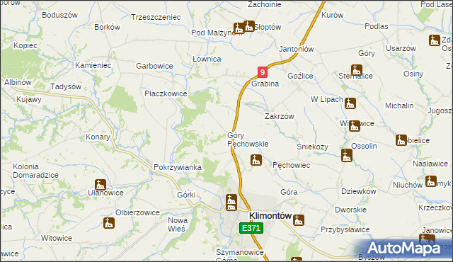 mapa Góry Pęchowskie, Góry Pęchowskie na mapie Targeo