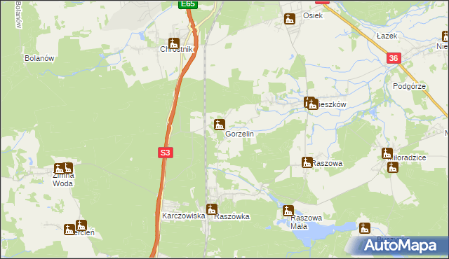 mapa Gorzelin, Gorzelin na mapie Targeo