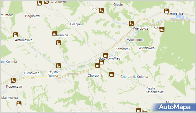 mapa Gorzków-Wieś, Gorzków-Wieś na mapie Targeo
