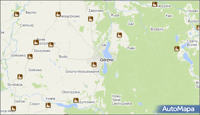 mapa Górzno powiat brodnicki, Górzno powiat brodnicki na mapie Targeo