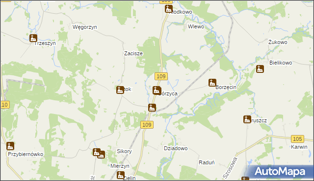 mapa Górzyca gmina Gryfice, Górzyca gmina Gryfice na mapie Targeo